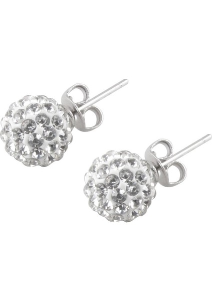 2 Adet Yuvarlak Şekli Rhinestone Dekor Saplama Küpe Bayanlar Için (Yurt Dışından)