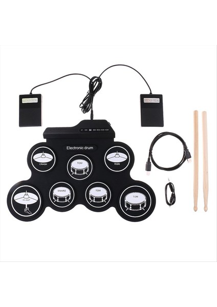 Müzik Drums El Rulo USB Silikon Davul Taşınabilir Uygulama Davulları Kiti 7 Pad Kiti Stripts Surding Pedalını (Yurt Dışından)