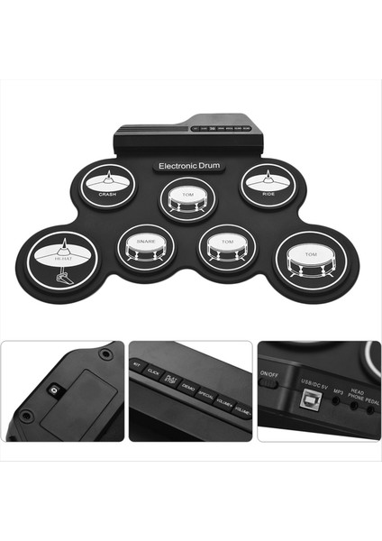 Müzik Drums El Rulo USB Silikon Davul Taşınabilir Uygulama Davulları Kiti 7 Pad Kiti Stripts Surding Pedalını (Yurt Dışından) modelleri