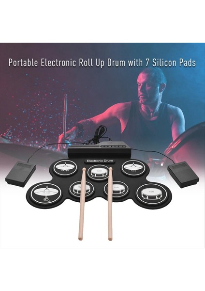 Müzik Drums El Rulo USB Silikon Davul Taşınabilir Uygulama Davulları Kiti 7 Pad Kiti Stripts Surding Pedalını (Yurt Dışından) indirimleri