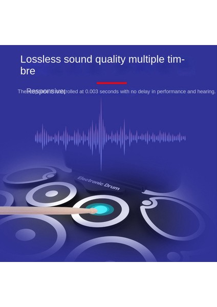 Davul Seti USB Roll-Up Silikon Drums Pad Dijital Katlanabilir Elektrik Taşınabilir El Uygulaması Pedallı (Yurt Dışından)