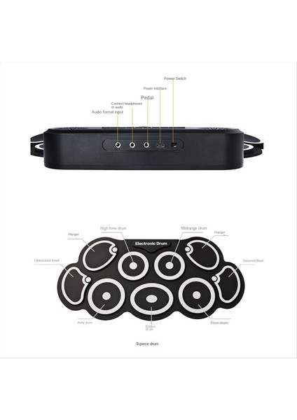 Davul Seti USB Roll-Up Silikon Drums Pad Dijital Katlanabilir Elektrik Taşınabilir El Uygulaması Pedallı (Yurt Dışından) indirimleri