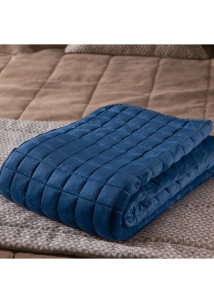 Ağırlıklı Battaniye Çift Kişilik Yorgan 10 kg Mavi 200X220 %100 Pamuk 4 Mevsim Kullanılabilir