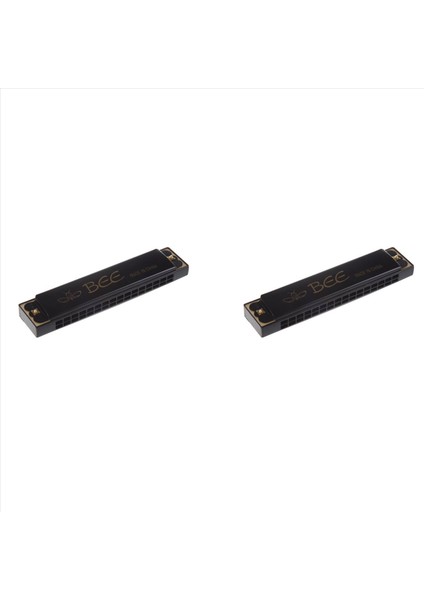 2x Çocuk Çocuk Müzik Aleti 32 Delik Metal Arı Mızıka Ağız Organı Siyah (Yurt Dışından)