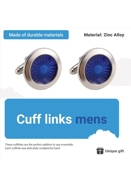 1 Çift Moda Manşetler Yuvarlak Gözler Gömlek Kolkukları Manşet Bağlantıları Erkek Elbise Iş Düğün Hediyesi Mevcut (Gümüş+Mavi) (Yurt Dışından) fırsatları