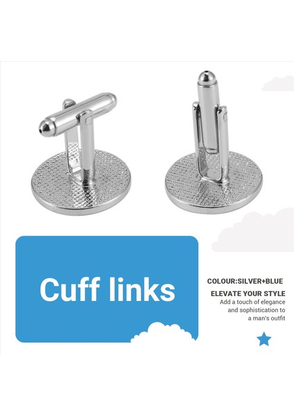 1 Çift Moda Manşetler Yuvarlak Gözler Gömlek Kolkukları Manşet Bağlantıları Erkek Elbise Iş Düğün Hediyesi Mevcut (Gümüş+Mavi) (Yurt Dışından) indirimleri