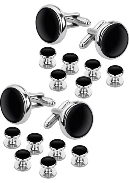 Smokin Gömlekleri Için Ayarlanan Kol Düğmeleri ve Saplamalar Business Düğün 4 Manşet ve 12 Saplama (Yurt Dışından)