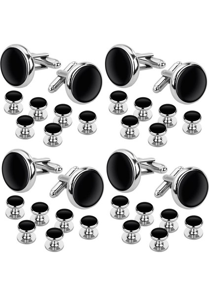 Smokin Gömlekleri Için Ayarlanan Kol Düğmeleri ve Saplamalar Business Düğün 8 Kol Düğmesi ve 24 Saplama (Yurt Dışından)