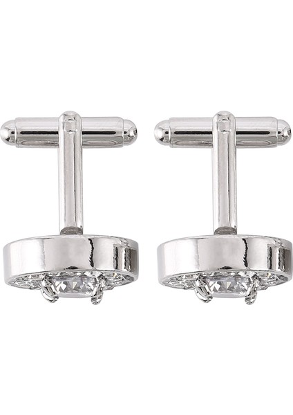 1 Çift Moda Elmas Manşetler Manşet Bağlantıları Bayanlar Erkek Elbise Iş Düğün Manşetleri Hediye (Beyaz) (Yurt Dışından)