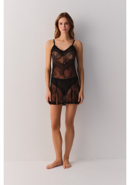 Dark Romance Dantelli Kısa Gecelik
