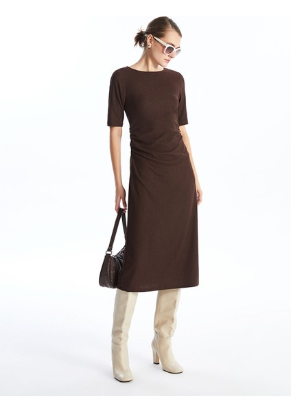 Yeni Sezon Bisiklet Yaka Dokulu Elbise