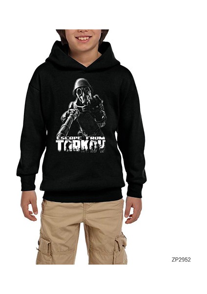 Escape F. Tarkov Middle Finger Siyah Çocuk Kapşonlu Sweatshirt