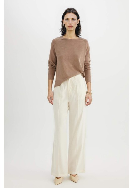 Regular Fit Bisiklet Yaka Simli Basic Düz Triko Kazak C6818AX24WN fiyatları