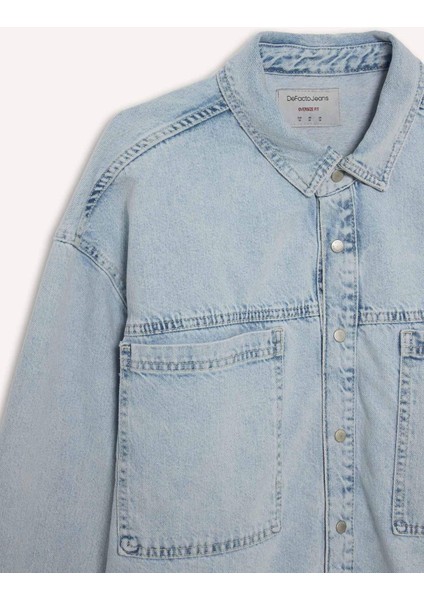 Oversize Geniş Kalıp Jean Uzun Kollu Gömlek F8312AX25AU indirimleri