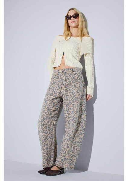 Coool Baggy Fit Leopar Desenli Normal Bel Gabardin Pantolon G2776AX25WN