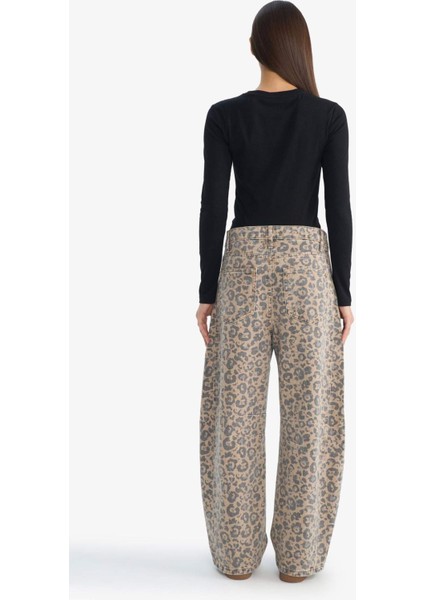 Coool Baggy Fit Leopar Desenli Normal Bel Gabardin Pantolon G2776AX25WN fırsatları