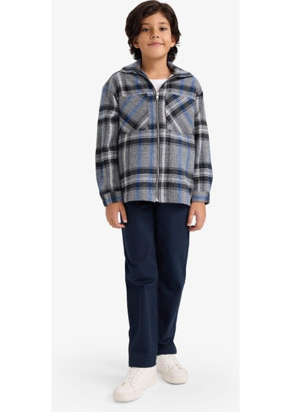 Erkek Çocuk Polo Yaka Ekose Desenli Fermuarlı Flanel Ceket G3295A825WN fiyatları