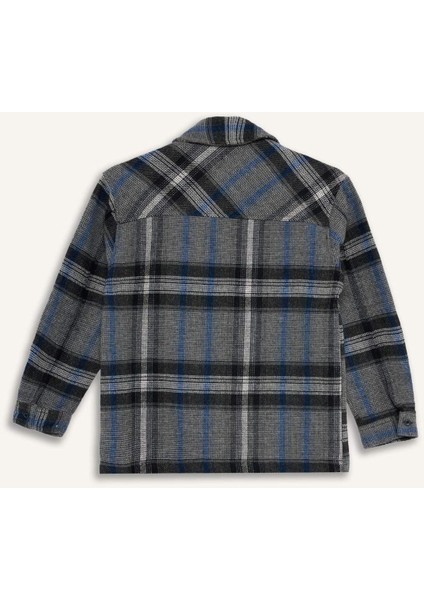 Erkek Çocuk Polo Yaka Ekose Desenli Fermuarlı Flanel Ceket G3295A825WN