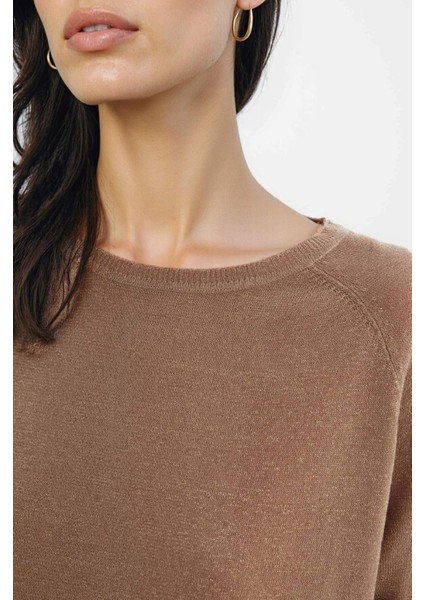 Regular Fit Bisiklet Yaka Simli Basic Düz Triko Kazak C6818AX24WN fırsatları