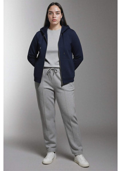 Regular Fit Pantolon Beli Lastikli Basic Düz Bağcıklı Cepli Paça Katlamalı Uzun Boy D9010AX24WN