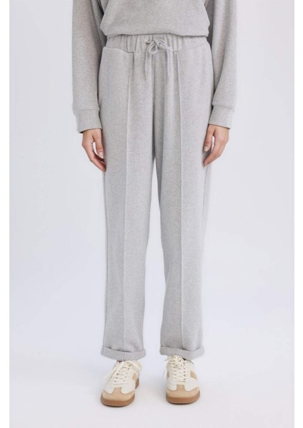 Regular Fit Pantolon Beli Lastikli Basic Düz Bağcıklı Cepli Paça Katlamalı Uzun Boy D9010AX24WN indirimleri