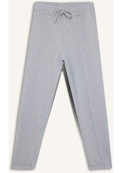 Regular Fit Pantolon Beli Lastikli Basic Düz Bağcıklı Cepli Paça Katlamalı Uzun Boy D9010AX24WN