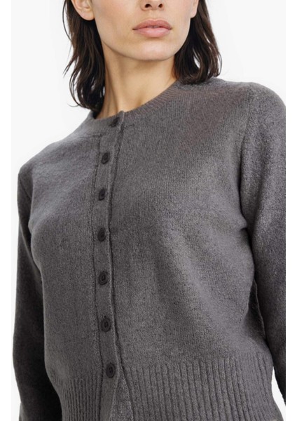 Slim Fit Dar Kesim Bisiklet Yaka Düğmeli Triko Hırka E8236AX25WN fiyatları