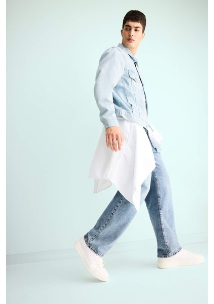 %100 Pamuk Baggy Fit Normal Bel Geniş Paça Jean Pantolon E8421AX25AU fiyatları