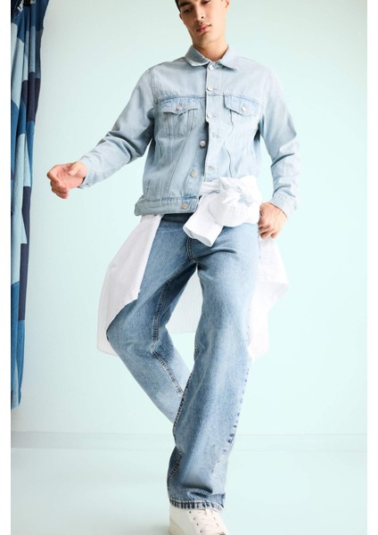 %100 Pamuk Baggy Fit Normal Bel Geniş Paça Jean Pantolon E8421AX25AU modelleri