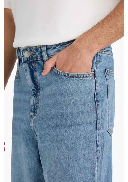 %100 Pamuk Baggy Fit Normal Bel Geniş Paça Jean Pantolon E8421AX25AU indirimleri