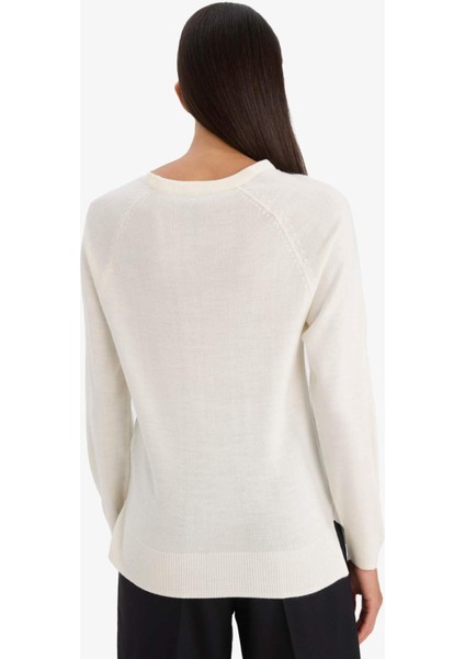 Relax Fit Bisiklet Yaka Basic Düz Triko Kazak I6913AZ25WN