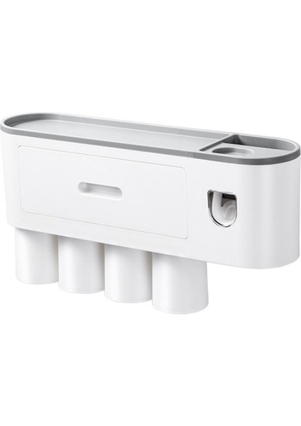 4 Bardak, Büyük Bir Tepsi ve 1 Makyaj Çekmeceli Duvara Monte Diş Fırçası Tutucu. (Yurt Dışından)