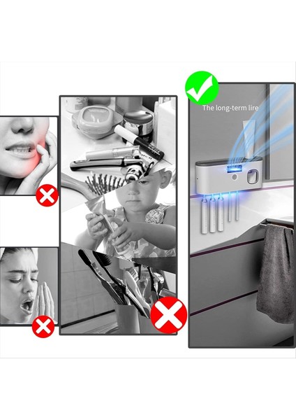 Banyolar Için Diş Fırçası Tutucular, Diş Macunu Dağıtıcı Banyo ve 5 Oluğa Sahip Delme Gerekli Diş Fırçası Tutucu (Yurt Dışından) fiyatları