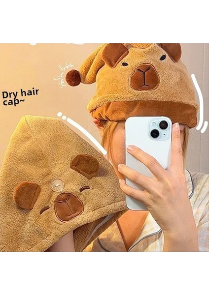 Capybaras Hızlı Kuru Saç Havlu Sarma Islak Saçlar Için Süper Emici Mikrofiber Havlu Kadınlar Için Düğmeli Uzun Saçlar (Yurt Dışından) fiyatları