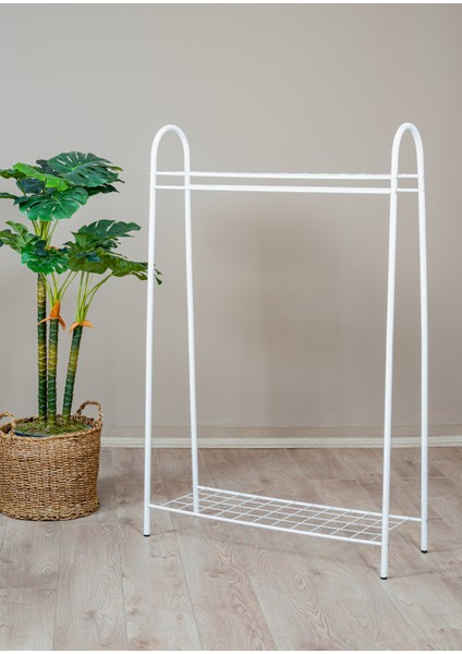 Elite 2 Beyaz Metal Raflı Elbise Askısı Ayaklı Askılık Konfeksiyon Askılık Beyaz fiyatları