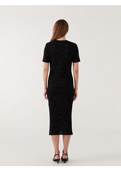 Yeni Sezon Bisiklet Yaka Parlak Görünümlü Kadın Triko Elbise fırsatları