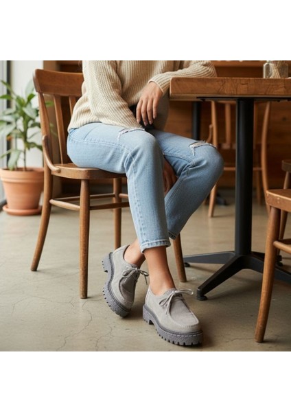 Süet Hakiki Deri Bağcıklı Kalın Desenli Tabanlı Kadın Günlük Casual Ayakkabı modelleri