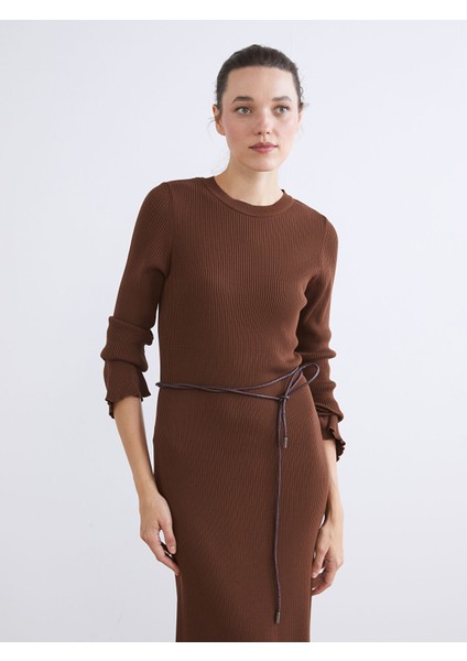 Yeni Sezon Bisiklet Yaka Triko Elbise