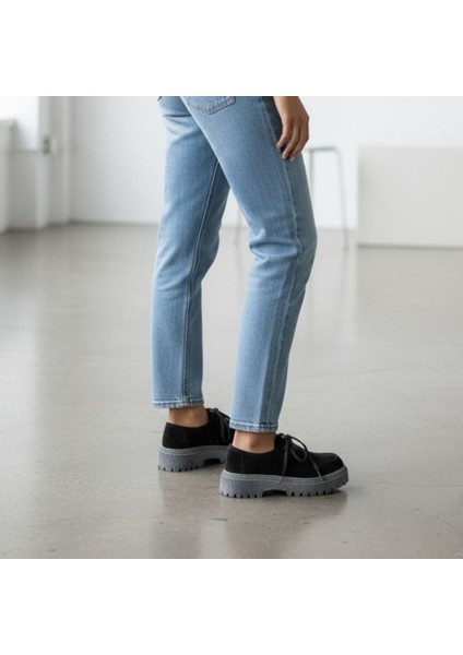 Süet Hakiki Deri Bağcıklı Kalın Desenli Tabanlı Kadın Günlük Casual Ayakkabı modelleri