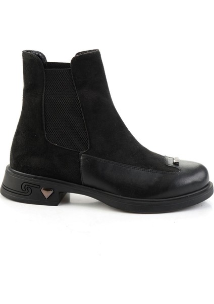 Siyah Hakiki Deri Kadın Bot & Bootie K02140086702