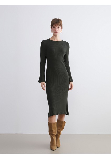 Yeni Sezon Bisiklet Yaka Triko Elbise