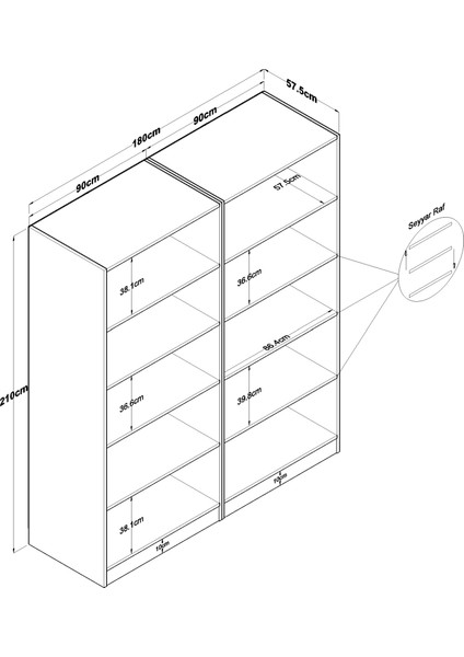 BA165 Geniş Gardırop Elbise Dolabı 4 Kapaklı 8 Raflı 10 Bölmeli Modüler Dolap Beyaz fiyatları