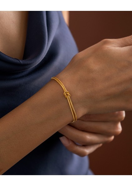 925 Ayar Gümüş Altın Renkli Love Knot Bileklik - Aşk Düğümü Bileklik modelleri