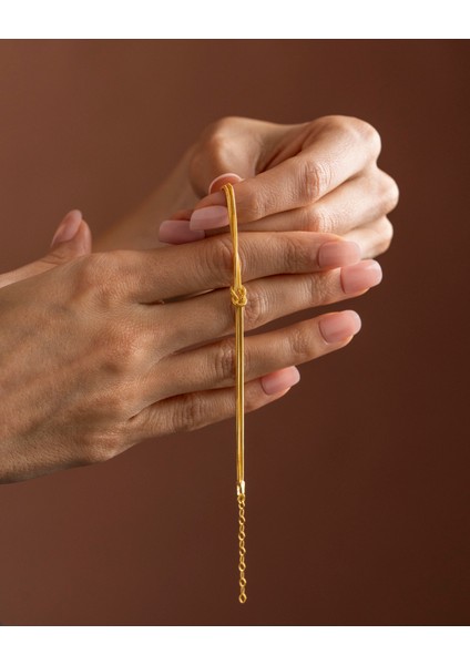 925 Ayar Gümüş Altın Renkli Love Knot Bileklik - Aşk Düğümü Bileklik