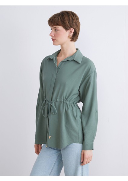 Yeni Sezon Bağlama Detaylı Kadın Gömlek Tunik