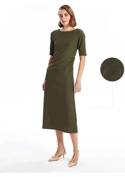 Yeni Sezon Bisiklet Yaka Dokulu Elbise