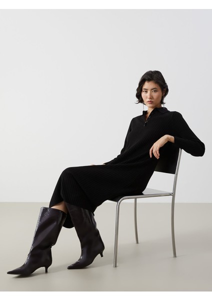 Yeni Sezon Gömlek Yaka Kadın Triko Elbise