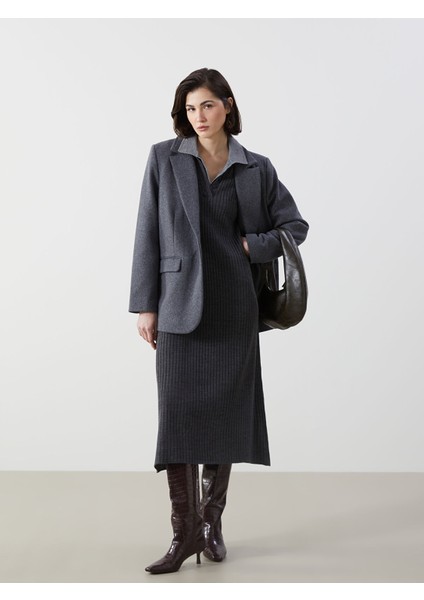 Yeni Sezon Gömlek Yaka Kadın Triko Elbise