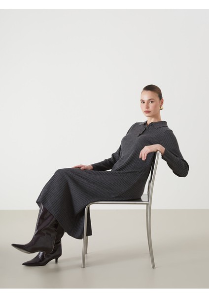 Yeni Sezon Gömlek Yaka Kadın Triko Elbise fiyatları