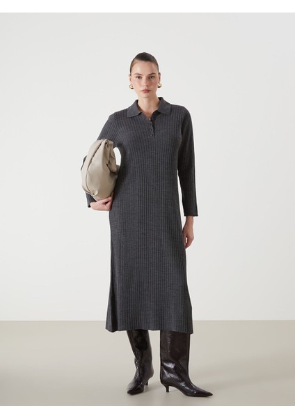 Yeni Sezon Gömlek Yaka Kadın Triko Elbise modelleri